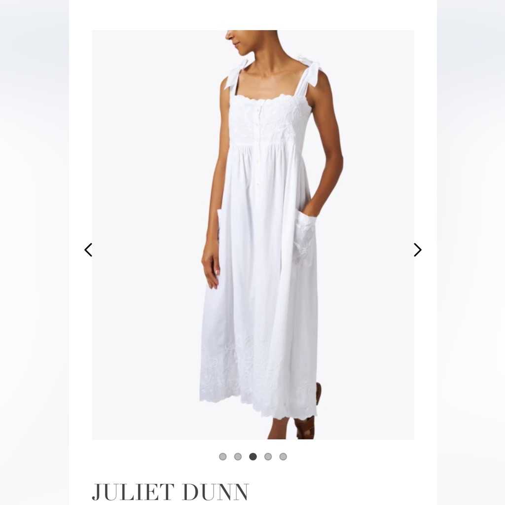 Juliet Dunn White Eyelet Midi Dress With Tie Straps